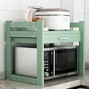 Microwave Rack, Toaster Rack, Metal Microwave Rack, Kitchen Space Saving Organizer, Countertop Organizer with Drawer, Kitchen Utensils, Cutlery Storage (Color : Green, Size : 50x45x55CM)