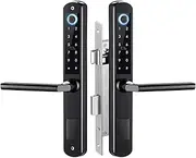 TTlock Fingerprint Double Two Side Waterproof IP55 Outdoor Smart Door Lock SUS Material for Slim Aluminum Swing Door(App Fingerprint,2885 Lock Body) Learned extensively Aqiong