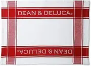 Dean & Deluca Tea Towel, Red, Large, Loop, Logo Included, Kitchen Towel, Dish Towel, 27.6 x 19.7 inches (70 x 50 cm)