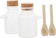 DINHEAROM 2pcs Portable Storage Bottles for Bath Salt Mask Refillable White Containers Lightweight Convenient for Travel for Cosmetics Toiletries