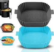 Silicone Air Fryer Liners, [2 Pack] Air Fryer Silicone Reusable Liners Square, Food Safe Air Fryers Oven Accessories, Replacement of Parchment Liner Paper, Silicone Baking Tray Pots