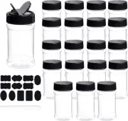 Spice Bottles, 20Pcs 7Oz Clear Plastic Container Jars with Lids Labels for Kitc