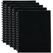 Spirax 511 Notebook Spiral Bound Hard Cover 200 Page 225x175mm (Black) [5 Pack]