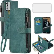 [Asuwish] Phone Case for Nokia G60 5G Wallet Cover with Tempered Glass Screen Protector and Leather Flip Credit Card Holder Stand Lanyard Wrist Strap Cell Accessories NokiaG60 G 60 60G Women Men Blue