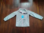 columbia jacket youth large fleece gray / pink size 14- 16 Sherpa full zip
