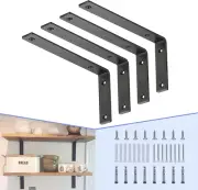 CLT Black Shelf Bracket, 12” X 5” Quarter Inch (1/4") Thick- Max Load: 440 lb Ru