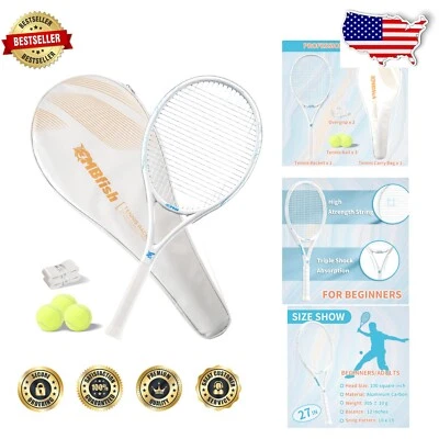 All-in-One Tennis Racket Set - 27'' Pre-Strung, 3 Balls & Tennis Bag Included
