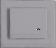 Lacoste 100% Cotton Percale Solid Sheet Set, Breathable, Cooling & Hotel Quality Sheets - Deep Pocket, Easy-Fit, Oeko-Tex Certified, Sleet, King