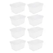 8 Pack Stackable White Plastic Storage Box Lid Container Case Tote Bin Garage Tv