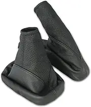Shift Boot and Handbrake Cuff Set, Leather black-perforated