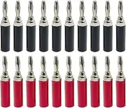 CCWUTQF 20PCS/ 4mm Red Black Plugs Musical Audio Speaker Jack Cable Wire Pin Banana Plug Connectors Socket(10 Red 10 Black)