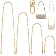 4 Packs Purse Chain Strap Flat Iron Chains with Metal Buckles for Gold