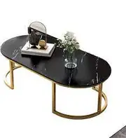 Black Modern Designer Table with Marble Top