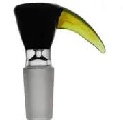 Black Funnel w Slyme Green Horn Handle Glass GOG Art Slide Bowl 14mm 18mm