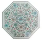 18" Marble Corner Side Table Top Floral Inlay Pietra dura Handmade Art