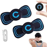 2PCS EMS Microcurrent Mini Massage Device, EMS Bioelectric Acupoints Massager Mat, Simulated Human Massage Technique, Cordless Portable Mini Electric EMS Neck Massager for Pain Relief