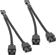 tunghey 2Pack USB 2.0 9Pin Female to Dual 9-Pin Male Extension Cable,Motherboard 9-PIN USB2.0 Header Splitter Nylon Braided for Computer Internal Motherboard 15cm