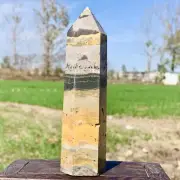 234G Natural bumblebee jasper obelisk quartz crystal tower point healing