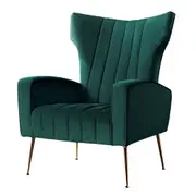 High Back Velvet Accent Armchair Lounge Chair Green