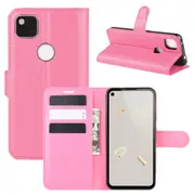 For Google Pixel 4a Lychee Texture Folio Protective Case,Holder, Card Slots, Wallet, Rose red