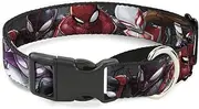 Dog Collar Martingale 6 Spider Hero Action Poses Grays 13 to 18 Inches 1.5 Inch Wide