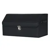 SOGA Leather Car Boot Collapsible Foldable Trunk Cargo Organizer Portable Storage Box With Lock Black Medium