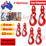 2X 6mm 8mm 12mm Hammerlock Coupling Link + Slip Hook 1.12/2.0/3.15Ton Load Limit