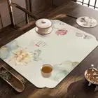 Non-Slip Leather Placemat PU Tableware Mat Chinese Style Dining Table Mat Home
