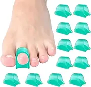12 Pcs Toe Straighteners for Crooked Toes, Hammertoe Corrector,Toe Protectors, Bunion Corrector and Bunion Relief, 3 Sizes, Correct Bent, Hammer, Claw Toes, Walking Running Support (Green)