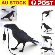 BLACK Bird Table Lamps Resin Crow Desk Lamp Bedroom Light Fixtures decoration AU