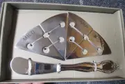 Torre & Tagus 910567 Wedge Cheese Markers and Spreader Set, Silver - NEW