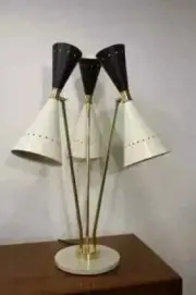 Vintage Diabolo Italian Black White 1950 Midcentury Marble Base 6 Lig Table Lamp