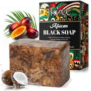 Organic African Black Soap, African Soap against acne and brown spots, African Black Soap bar raw Black Soap for all skin Types - face, body, hair 1pc