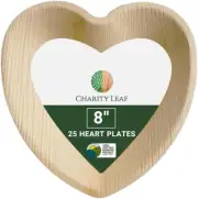 Disposable Palm Leaf 8" Heart Plates (25 pieces) Bamboo Like Serving Platters, D