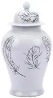 Temple Jar Vase Feathers Black Colors May Vary White Variable Ceramic Handmade