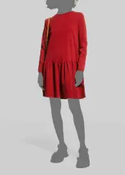 $995 Max Mara Women's Red Attila Flounce Knit Shift Dress Size L