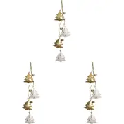 3x LVD Hanging Tree Cluster Metal/Beads Ornament Home Christmas Decor 40cm Gold