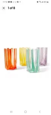 DVF Diane Von Furstenberg Target 4pc Tall Glass Tumbler Drinkware Set 12oz NIB
