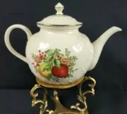 Lenox Williamsburg Boxwood & Pine, 6 Cups Teapot, Embossed/Gold Trim/Fruits NEW