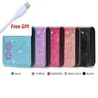 For Samsung Galaxy Z Flip3 4 5 6 Glitter Folding Phone Case With Free Cable
