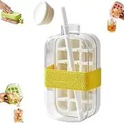 My Crush Cup, 2 in 1 Touch-Free Ice Cube Tray Cube Water Bottle, Straw with Lid and Bin, Portable Reusable Ice Cube Making Bottle, Bin Quick Ice Making for Coffee, Juice and Beverages(White,800ml)