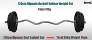 Total 41kg - 120cm Olympic Curl Barbell Weight Set - Rubber Coated Weight Plate