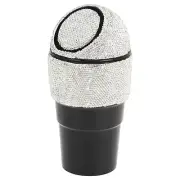 Car Trash Can Portable Front Seats ABS Rhinestones Trash Bin White 1 Pcs