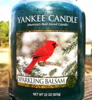 Yankee Candle Christmas "SPARKLING BALSAM" Cardinal~Large 22 oz.~WHITE LABEL~NEW