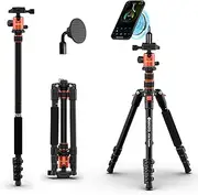 Geekoto 58? Ultra Compact and Lightweight Aluminum Tripod with 360ø Panorama Ball Head, Camera Tripod for DSLR, Monopod, Tripod for OSMO, Ideal for Vlog, Travel and Work