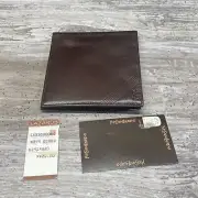 VTG YSL Yves Saint Laurent Billfold Vintage Leather Wallet Brown NOS