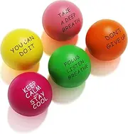 5 Pack Motivational Stress Balls for Adults, Experience Calm - Alleviate Stress, Anxiety and Anger with Hand Exercise Balls that Strengthen Muscles and Inspire You with Positive Quotes For Home Office