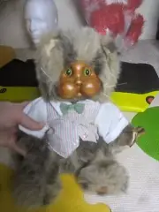 Vtg 1992 L.E. ROBERT RAIKE SIDNEY CAT SIGNED ORIGINAL WOOD PLUSH by APPLAUSE
