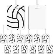 Fuyoooo 12 Pcs Sports Volleyball Name Tag Luggage Tag ID Label for Gear Bag, Plastic Backpack Tag Gifts for Volleyball Players, 4 x 2.75 Inches