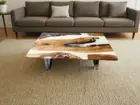 Handmade Epoxy Resin Table with White Artistic Resin Inlays - Unique Furniture's
